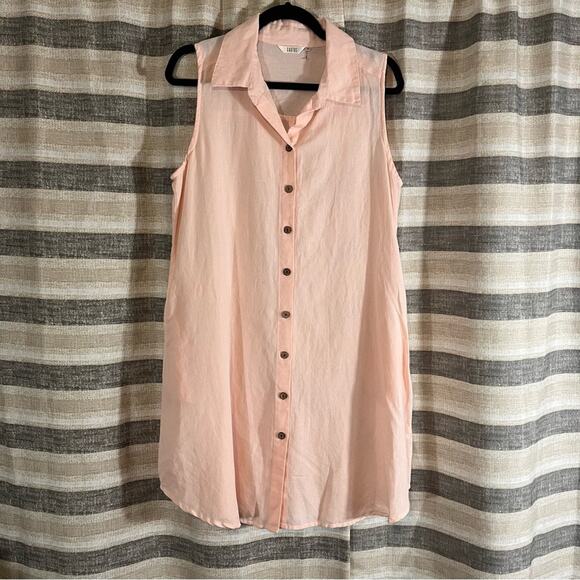 Kaktus‎ Pale Pink Linen Blend Button Front Dress Size Medium - Picture 1 of 10